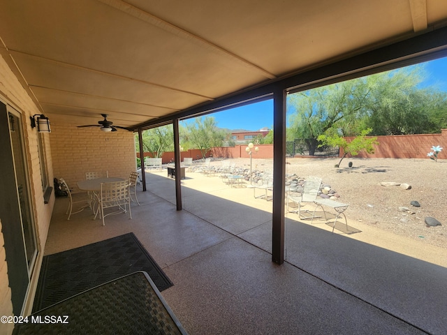 view of patio with ceiling fan