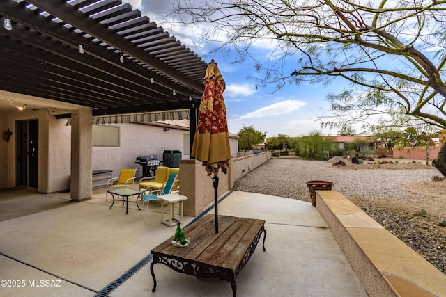 view of patio / terrace with a pergola and a grill