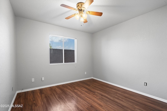 unfurnished room featuring ceiling fan and wood-type flooring