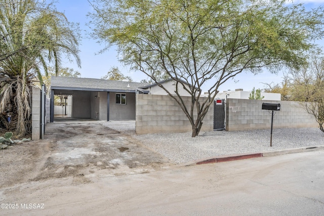 garage with a carport