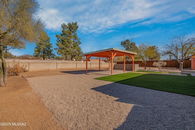 view of yard with a gazebo