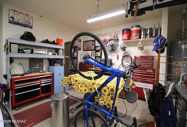 garage with water heater