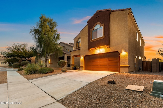 view of front of house with a garage