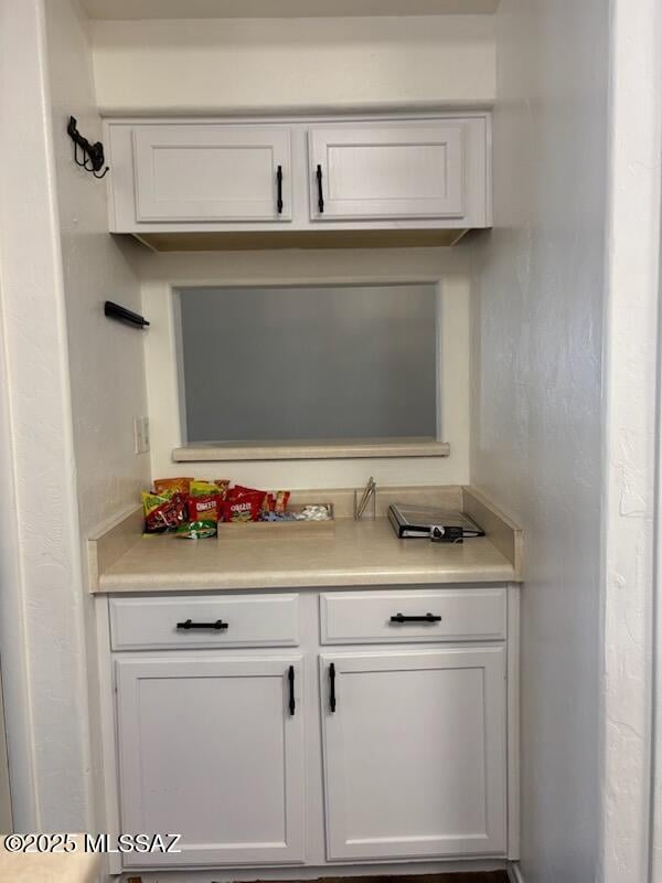 bar with white cabinets