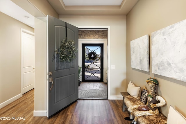 entrance foyer with dark wood-type flooring