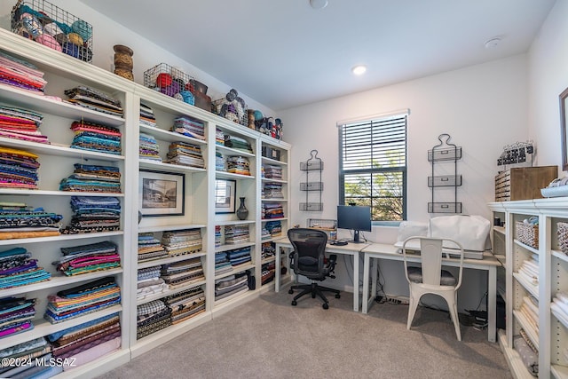 view of carpeted office space