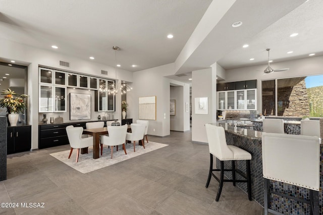 dining area featuring ceiling fan