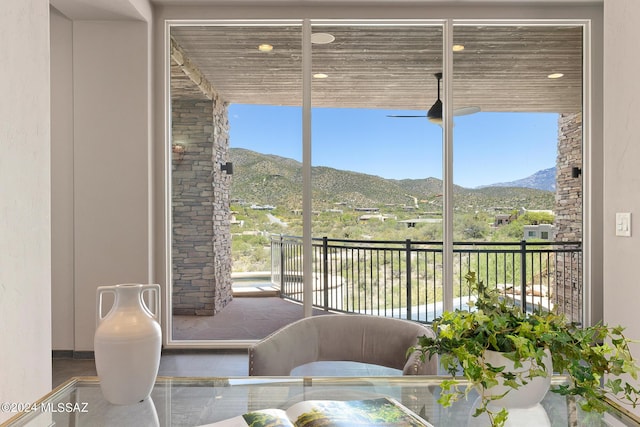 balcony with a mountain view