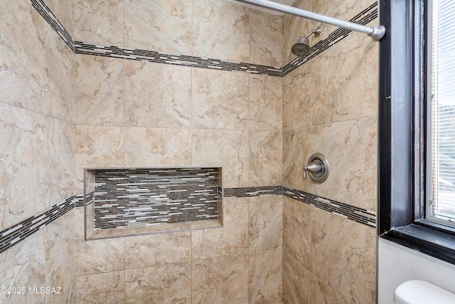 interior details with tiled shower