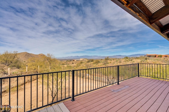 deck featuring a mountain view