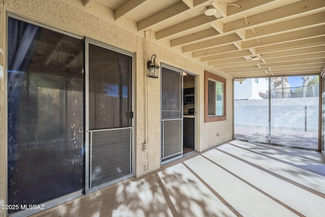 view of unfurnished sunroom