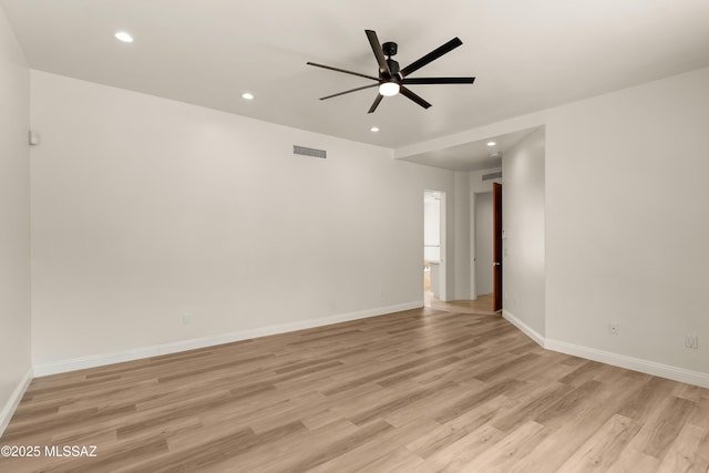 6872 E Desert Wind Ct, Tucson, AZ 85750 - unfurnished room with recessed lighting, light wood-type flooring, ceiling fan, and baseboards