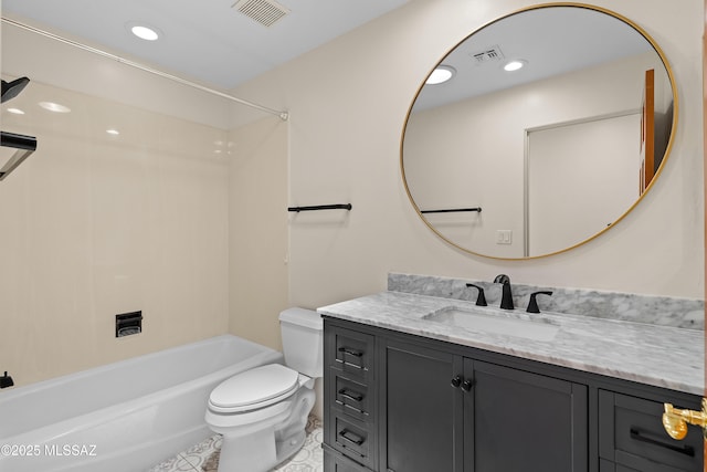 6872 E Desert Wind Ct, Tucson, AZ 85750 - full bath with vanity, tub / shower combination, toilet, and recessed lighting