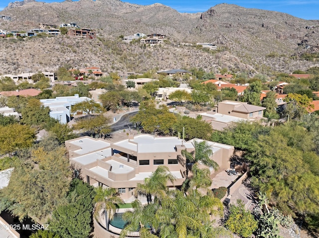 birds eye view of property with a mountain view