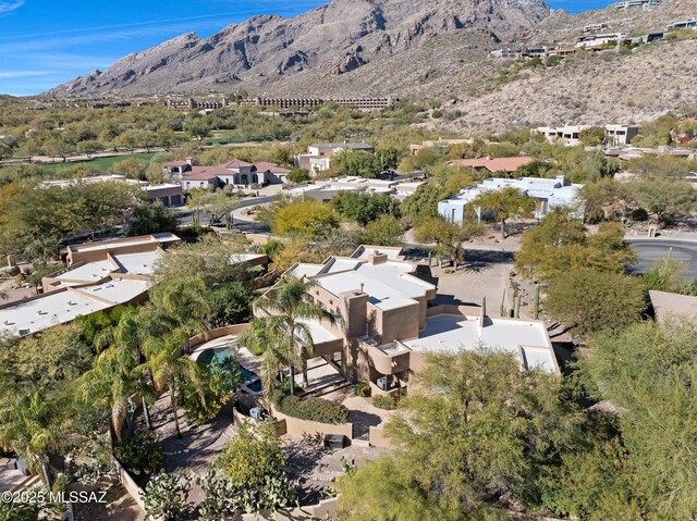 birds eye view of property featuring a residential view and a mountain view