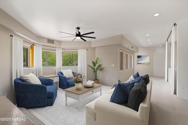 6872 E Desert Wind Ct, Tucson, AZ 85750 - living room with ceiling fan and recessed lighting