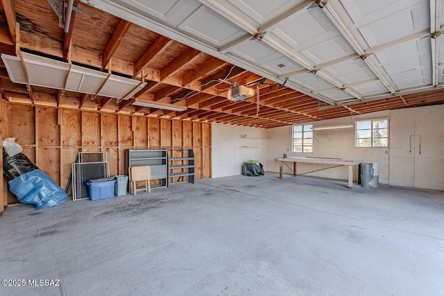 garage with a garage door opener