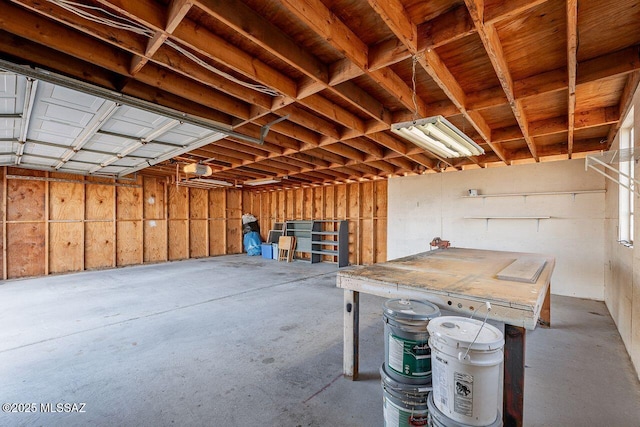 garage with a garage door opener