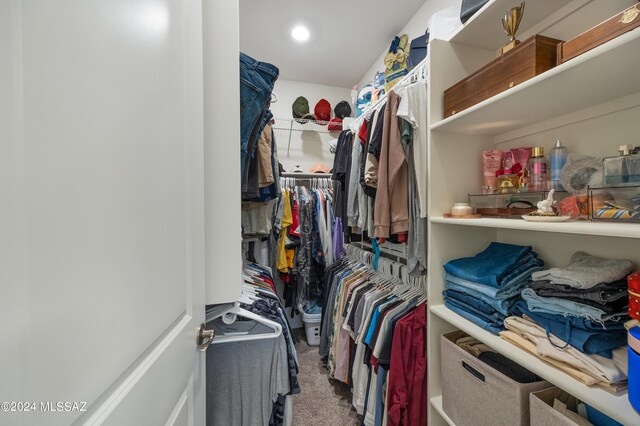 spacious closet with carpet flooring