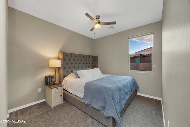 bedroom with carpet and ceiling fan