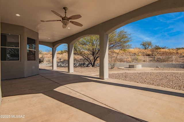 view of patio / terrace featuring ceiling fan