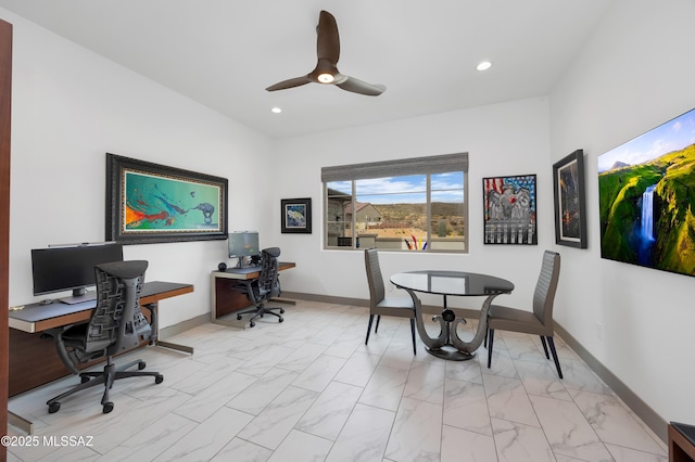 home office with ceiling fan