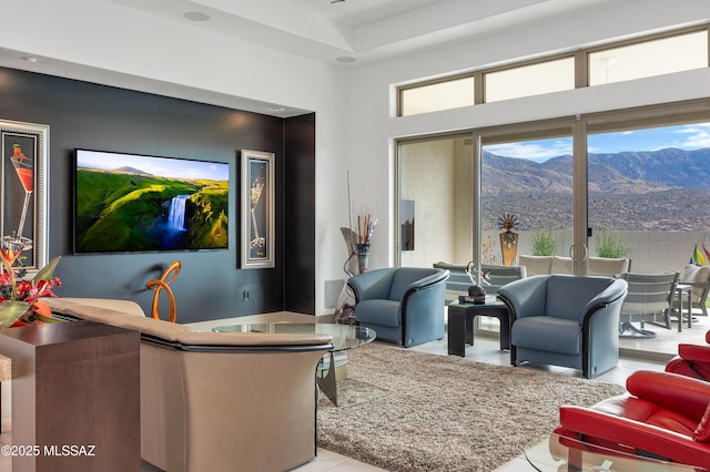 living room with a mountain view