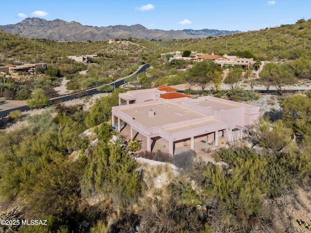 bird's eye view with a mountain view