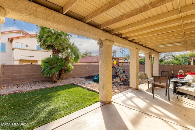 view of patio / terrace with a playground