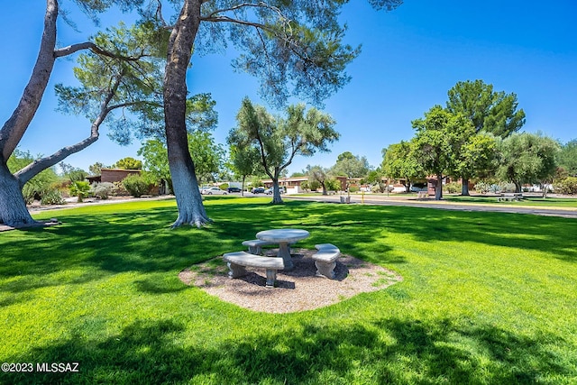 view of community featuring a yard