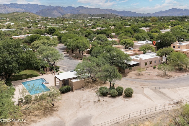 aerial view featuring a mountain view