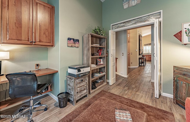 office space featuring light hardwood / wood-style flooring