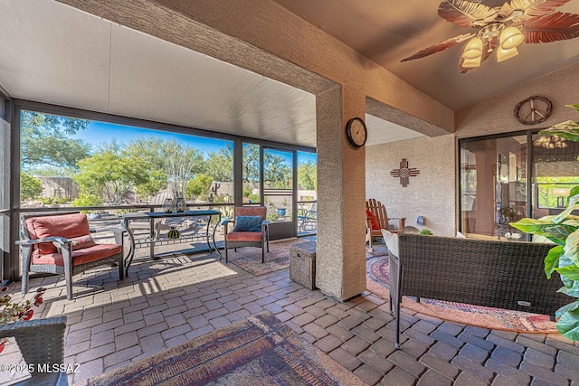 view of patio / terrace with an outdoor hangout area and ceiling fan