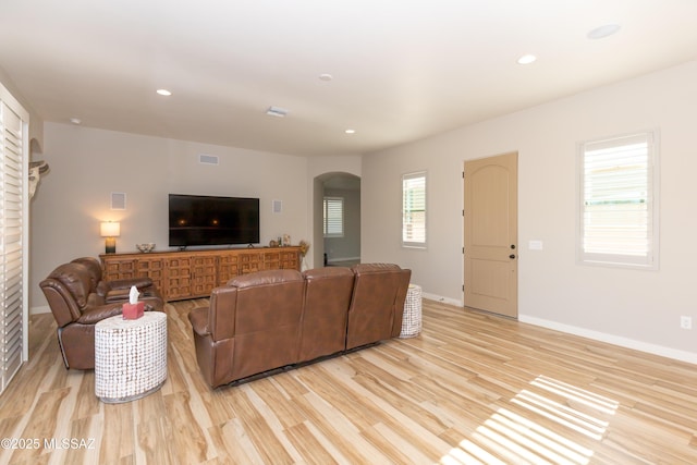 living room featuring light hardwood / wood-style flooring