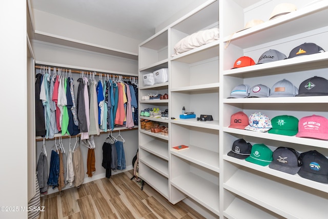 walk in closet featuring light hardwood / wood-style floors