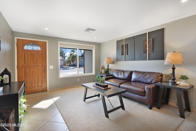 view of tiled living room