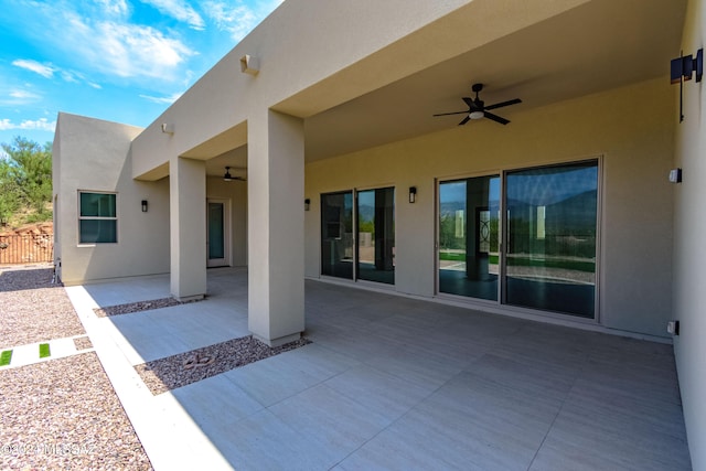 14821 E Diamond F Rnch Pl, Vail, AZ 85641 - view of patio / terrace with ceiling fan and fence