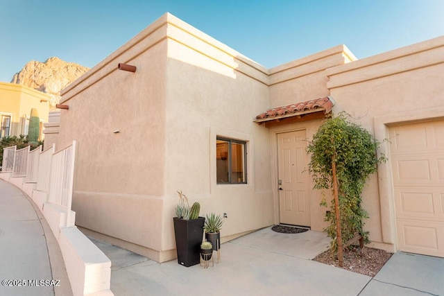 exterior space featuring a garage