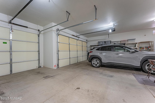 garage with a garage door opener