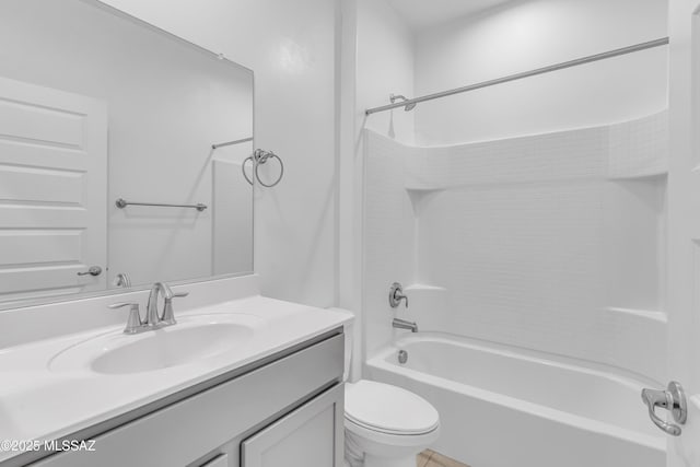 full bathroom with vanity, shower / bathtub combination, and toilet