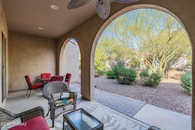 view of patio / terrace with ceiling fan