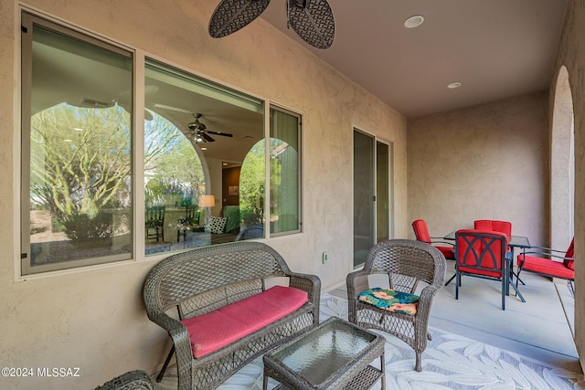 view of patio / terrace with outdoor lounge area and ceiling fan