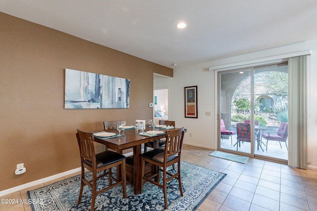 view of tiled dining space