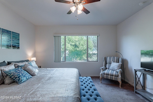 bedroom with carpet floors and ceiling fan