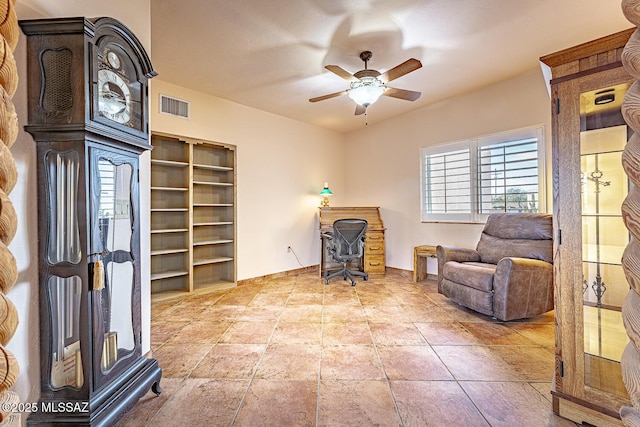 office featuring ceiling fan