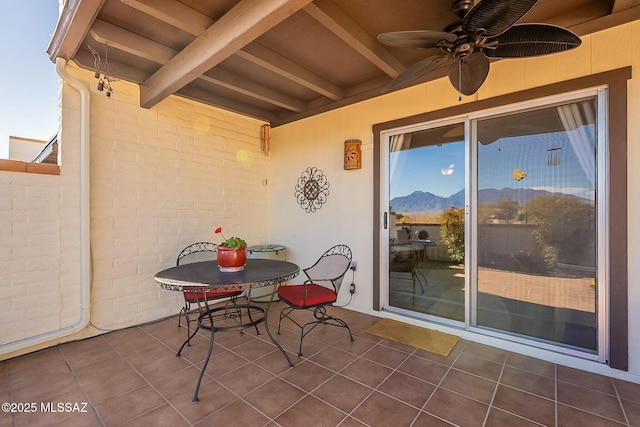 view of patio with a mountain view