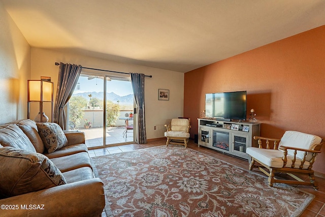 view of tiled living room