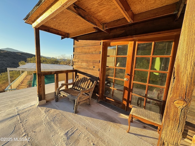 wooden deck with french doors