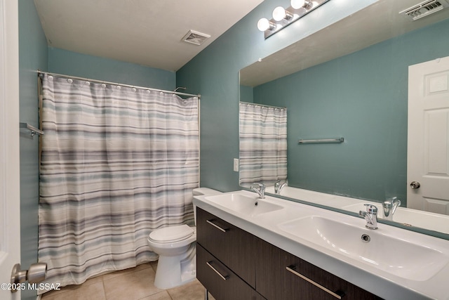 bathroom with tile patterned floors, vanity, and toilet