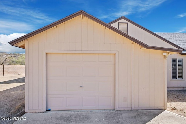 view of garage